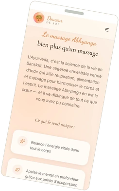 Version mobile du site Douceur de Soi, massage ayurvédique